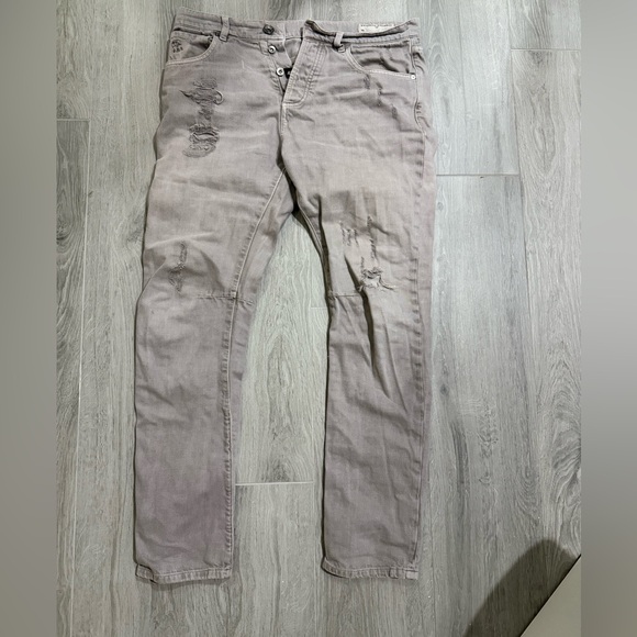 BRUNELLO CUCINELLI MENS DISTRESEED DENIM JEAN BEIGE SIZE IT46/US SMALL